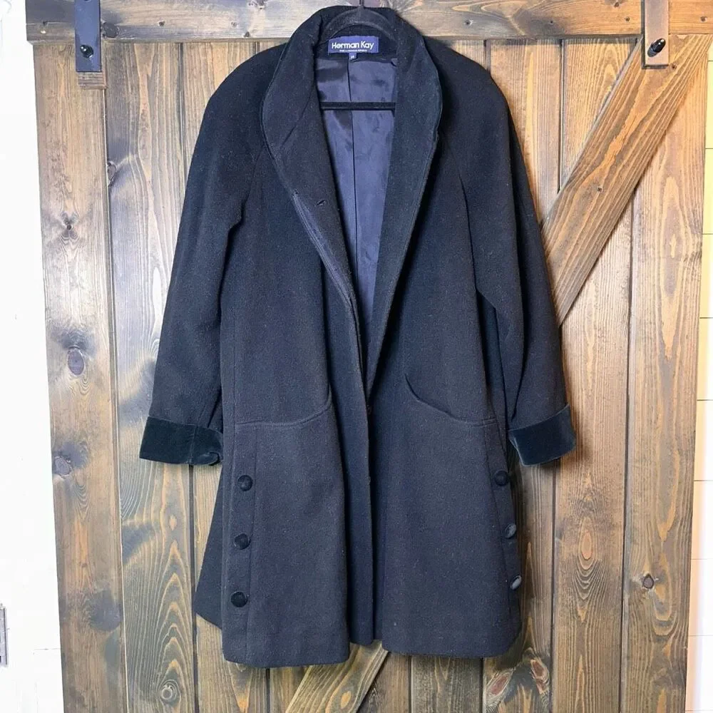 Vintage Herman Kay 100% WOOL Coat Lined Jacket Pea Coat
